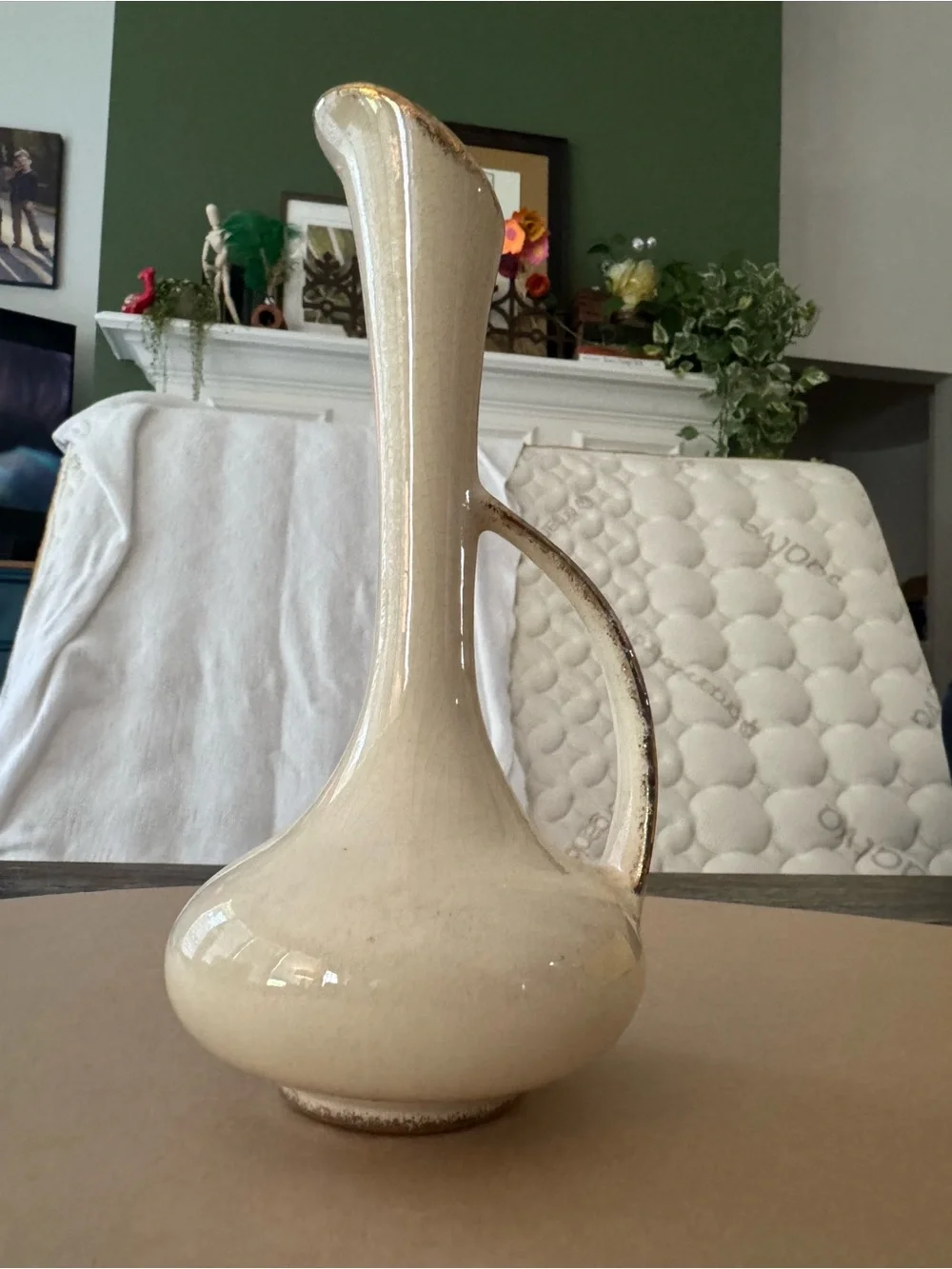 Vintage Ivory Pitcher Vase with 22kt Gold Trim